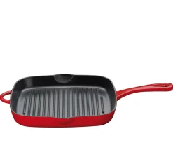KUCHENPROFI PROVENCE Żeliwna patelnia grillowa 26 cm / czerwona