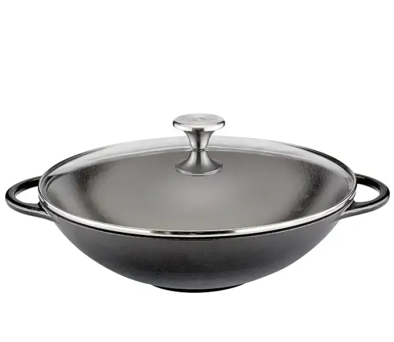 KUCHENPROFI Wok żeliwny ze szklaną pokrywą ⌀ 30 cm / żeliwo / FreeForm