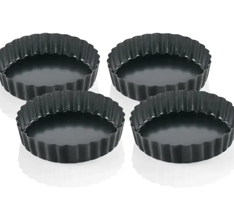 KUCHENPROFI Zestaw 4 foremek do tartaletek ⌀ 11,5 cm PATISSIER czarne / FreeForm