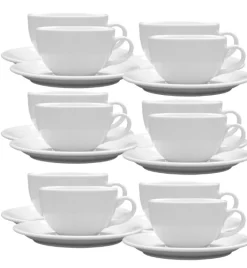 LUBIANA AMERYKA 0107 Filiżanka 350 ml ze spodkiem 16,5 cm - 12 sztuk / porcelana biała