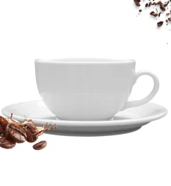LUBIANA AMERYKA 0107 Filiżanka 350 ml ze spodkiem 16,5 cm - 12 sztuk / porcelana biała