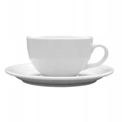 LUBIANA AMERYKA 0107 Filiżanka 350 ml ze spodkiem 16,5 cm - 12 sztuk / porcelana biała