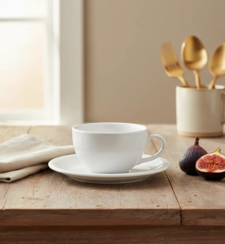 LUBIANA AMERYKA 0107 Filiżanka 350 ml ze spodkiem 16,5 cm / porcelana biała
