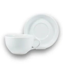 LUBIANA AMERYKA 0107 Filiżanka 350 ml ze spodkiem 16,5 cm - 6 sztuk / porcelana biała