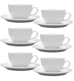 LUBIANA AMERYKA 0107 Filiżanka 350 ml ze spodkiem 16,5 cm - 6 sztuk / porcelana biała