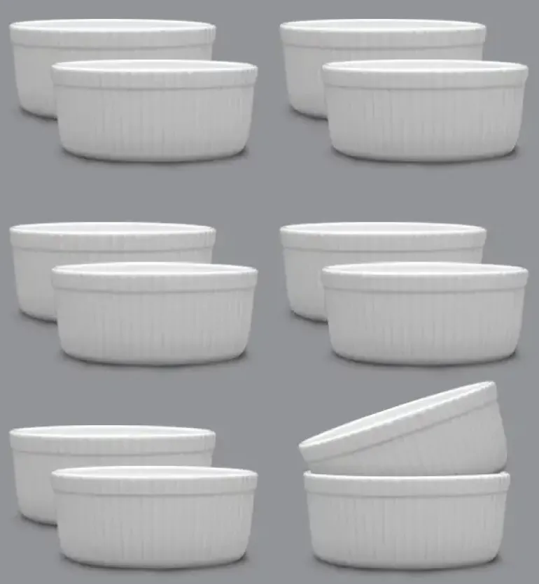 LUBIANA AMERYKA 12 x Czarka / salaterka z relifem ø 11,5 cm / porcelana