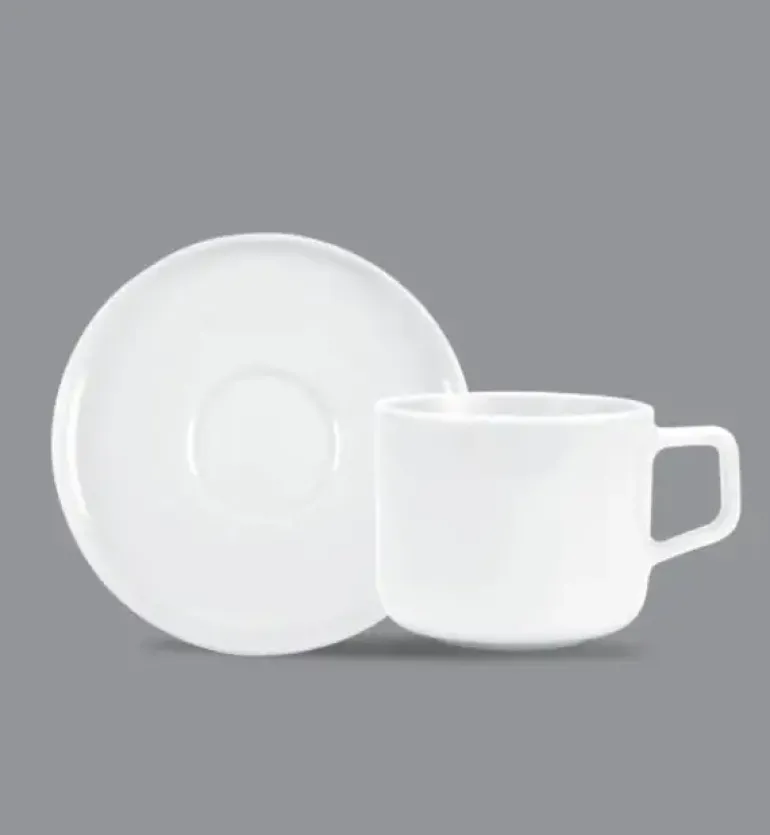 LUBIANA ANKARA Filiżanka do espresso 100 ml ze spodkiem 12 cm | biała porcelana luz