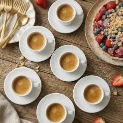 LUBIANA ANKARA Filiżanka do espresso 100 ml ze spodkiem 12 cm x 12 sztuk | biała porcelana luz