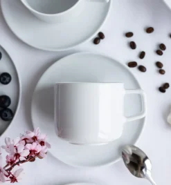 LUBIANA ANKARA Filiżanka 250 ml ze spodkiem 15 cm x 6 szt. | biała porcelana luz
