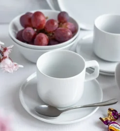 LUBIANA ANKARA Filiżanka 250 ml ze spodkiem 15 cm x 12 szt. | biała porcelana luz