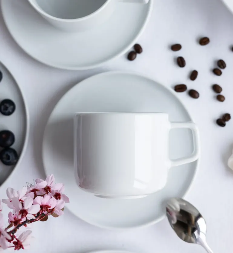 LUBIANA ANKARA Filiżanka 250 ml ze spodkiem 15 cm x 12 szt. | biała porcelana luz
