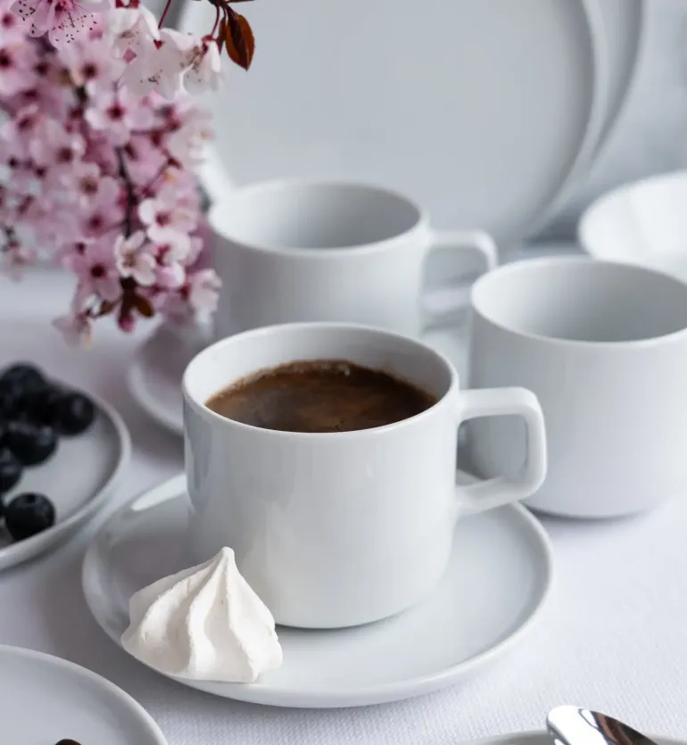 LUBIANA ANKARA | Serwis obiadowo - kawowy 84 el dla 12 osób | biała porcelana