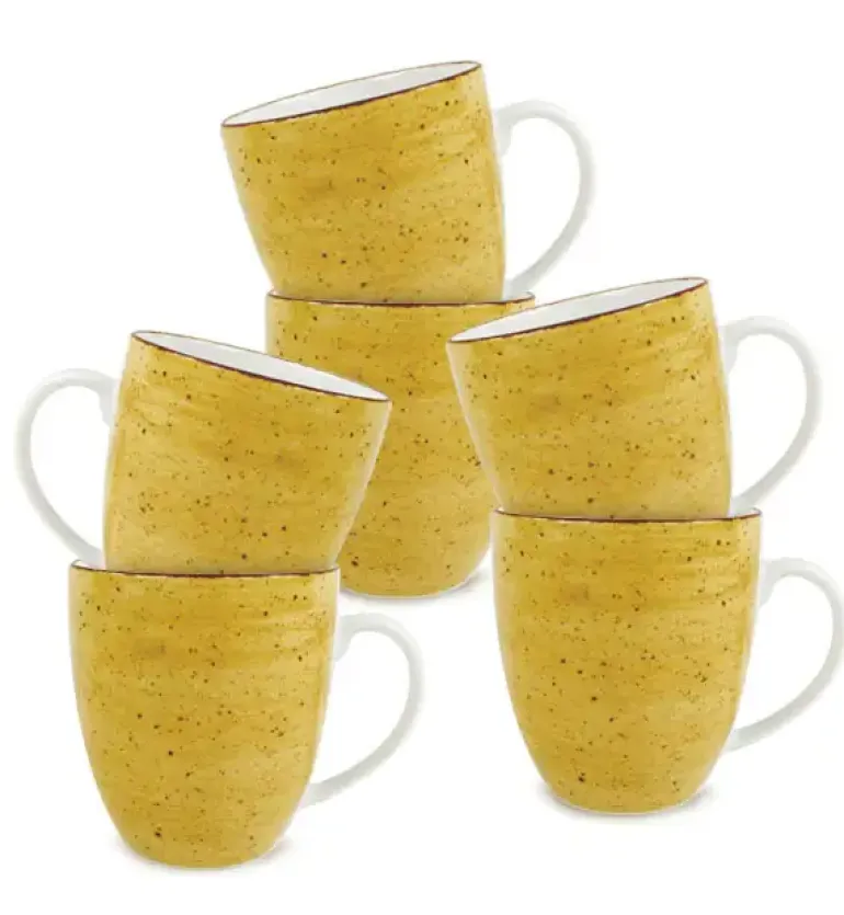 LUBIANA BOSS 6630J Kubek 380 ml / 6 os / 6 el / żółty / porcelana ręcznie malowana