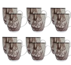 LUBIANA BOSS KERAJET DIGITAL PRINTING | 9075B KJ LIŚCIE | 12x Kubek 380 ml | brązowy