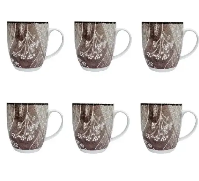 LUBIANA BOSS KERAJET DIGITAL PRINTING | 9075B KJ LIŚCIE | 6x Kubek 380 ml | brązowy
