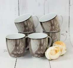 LUBIANA BOSS KERAJET DIGITAL PRINTING | 9075B KJ LIŚCIE | 6x Kubek 380 ml | brązowy