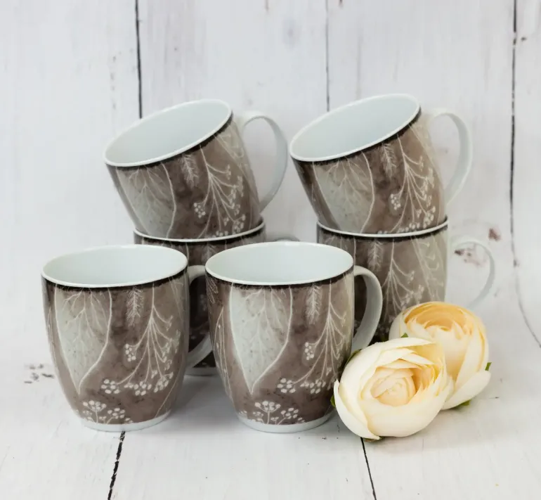 LUBIANA BOSS KERAJET DIGITAL PRINTING | 9075B KJ LIŚCIE | 6x Kubek 380 ml | brązowy