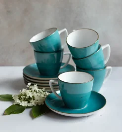 LUBIANA BOSS 6630L Filiżanka 350 ml + spodek / morski / porcelana ręcznie malowana