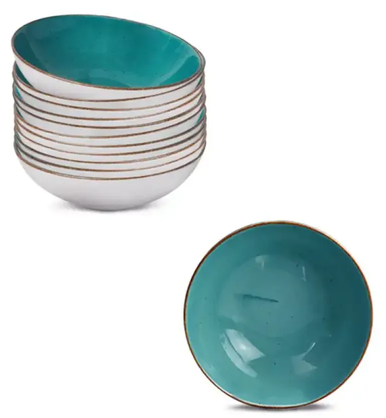 LUBIANA BOSS 6630L Komplet Talerze głębokie 18 cm / 12 os / 12 el / morski / porcelana ręcznie malowana