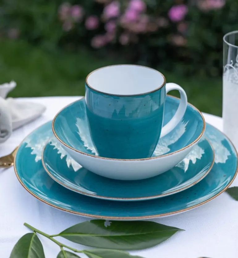 LUBIANA BOSS 6630L Serwis obiadowy 76 el / 18 osób / morski / porcelana ręcznie malowana
