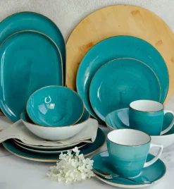 LUBIANA BOSS 6630L Serwis obiadowo - kawowy 144 el / 24 osób / morski / porcelana ręcznie malowana