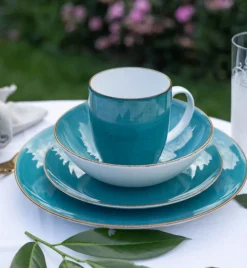 LUBIANA BOSS 6630L Serwis obiadowy 96 el / 24 osoby / morski / porcelana ręcznie malowana
