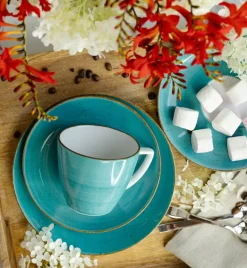 LUBIANA BOSS 6630L Serwis obiadowo - kawowy 90 el / 18 osób / morski / porcelana ręcznie malowana