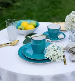 LUBIANA BOSS 6630L Serwis obiadowo - kawowy 76 el / 12 osób / morski / porcelana ręcznie malowana