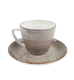 LUBIANA BOSS 6630T Filiżanka 350 ml + spodek / brązowa / porcelana ręcznie malowana