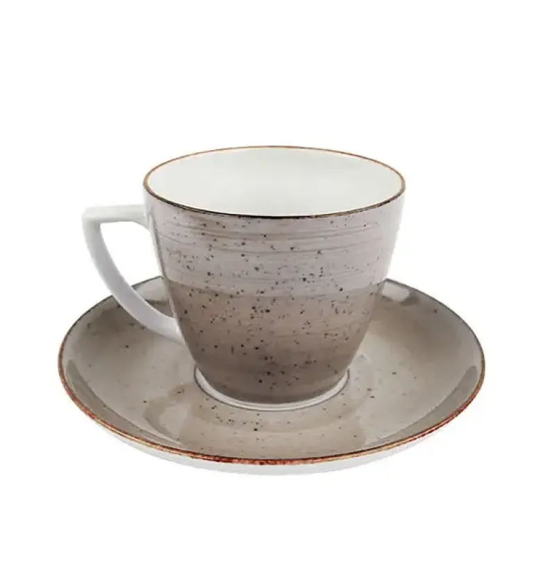 LUBIANA BOSS 6630T Filiżanka 350 ml + spodek / brązowa / porcelana ręcznie malowana