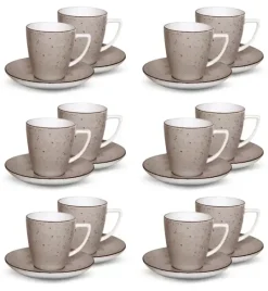 LUBIANA BOSS 6630T Komplet Filiżanka 200 ml + spodek / 12 os / 24 el / brązowa / porcelana ręcznie malowana