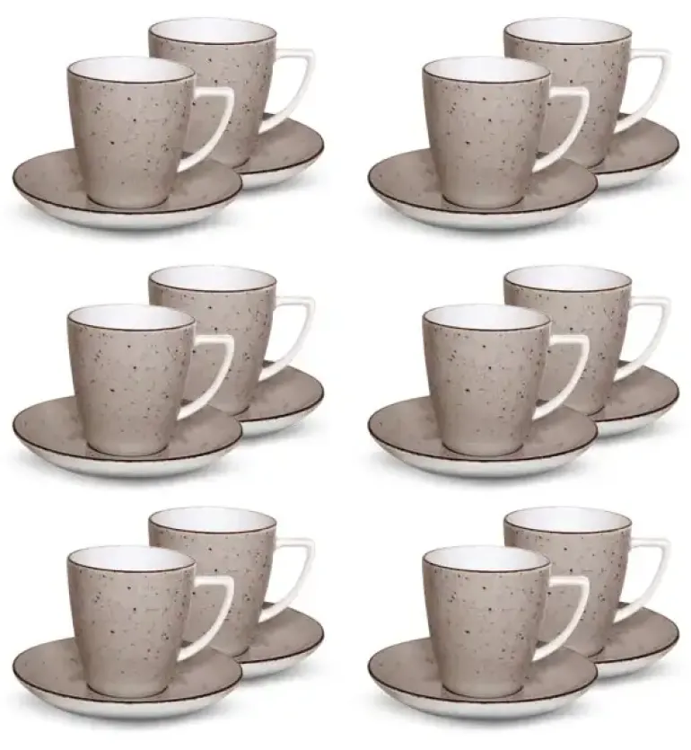 LUBIANA BOSS 6630T Komplet Filiżanka 200 ml + spodek / 12 os / 24 el / brązowa / porcelana ręcznie malowana