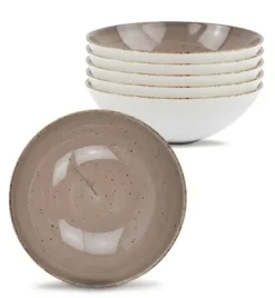 LUBIANA BOSS 6630T Komplet Talerze głębokie 18 cm / 6 os / 6 el / brązowy / porcelana ręcznie malowana