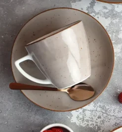 LUBIANA BOSS 6630T Serwis obiadowo - kawowy 40 el / 6 osób / brązowy / porcelana ręcznie malowana