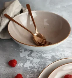LUBIANA BOSS 6630T Serwis obiadowo - kawowy 40 el / 6 osób / brązowy / porcelana ręcznie malowana