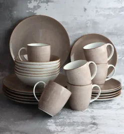 LUBIANA BOSS 6630T Serwis obiadowy 76 el / 18 osób / brązowy / porcelana ręcznie malowana