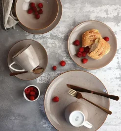 LUBIANA BOSS 6630T Serwis obiadowo - kawowy 90 el / 18 osób / brązowy / porcelana ręcznie malowana