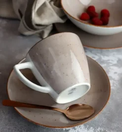 LUBIANA BOSS 6630T Serwis obiadowo - kawowy 90 el / 18 osób / brązowy / porcelana ręcznie malowana