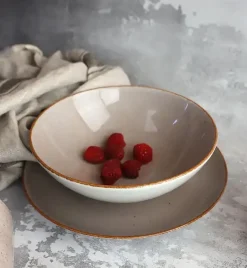 LUBIANA BOSS 6630T Serwis obiadowy 24 el / 6 osób / brązowy / porcelana ręcznie malowana