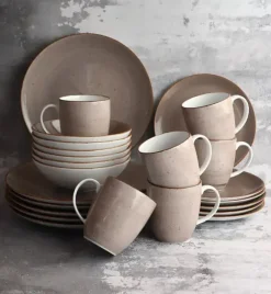 LUBIANA BOSS 6630T Serwis obiadowy 24 el / 6 osób / brązowy / porcelana ręcznie malowana