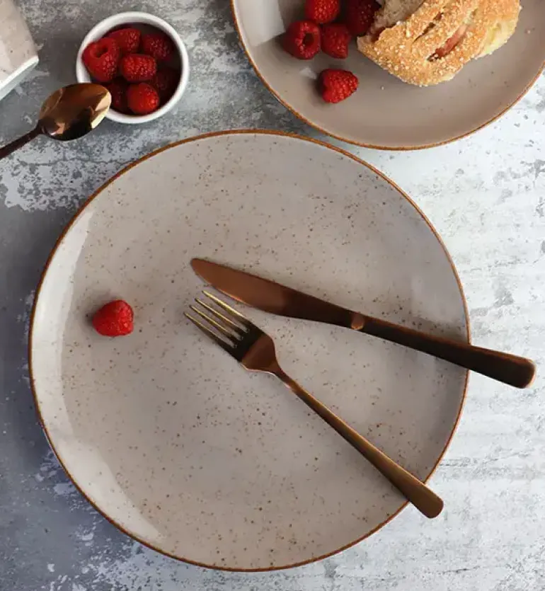 LUBIANA BOSS 6630T Serwis obiadowy 28 el / 6 osób / brązowy / porcelana ręcznie malowana