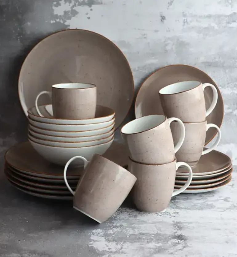 LUBIANA BOSS 6630T Serwis obiadowy 28 el / 6 osób / brązowy / porcelana ręcznie malowana