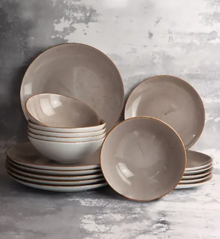 LUBIANA BOSS 6630T Serwis obiadowy 54 el / 18 osób / brązowy / porcelana ręcznie malowana