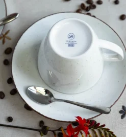 LUBIANA BOSS 6630U Filiżanka 350 ml + spodek / budyniowy / porcelana ręcznie malowana
