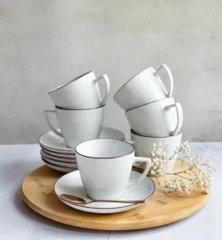 LUBIANA BOSS 6630U Komplet Filiżanka 350 ml + spodek / 12 os / 24 el / budyniowy / porcelana ręcznie malowana