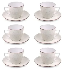 LUBIANA BOSS 6630U Komplet Filiżanka 350 ml + spodek / 6 os / 12 el / budyniowy / porcelana ręcznie malowana