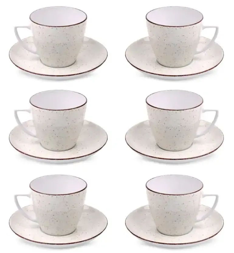 LUBIANA BOSS 6630U Komplet Filiżanka 350 ml + spodek / 6 os / 12 el / budyniowy / porcelana ręcznie malowana