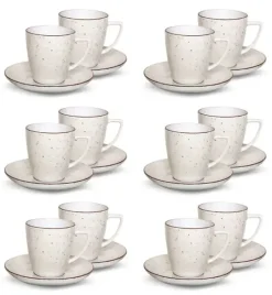 LUBIANA BOSS 6630U Komplet Filiżanka 200 ml + spodek / 12 os / 24 el / budyniowy / porcelana ręcznie malowana