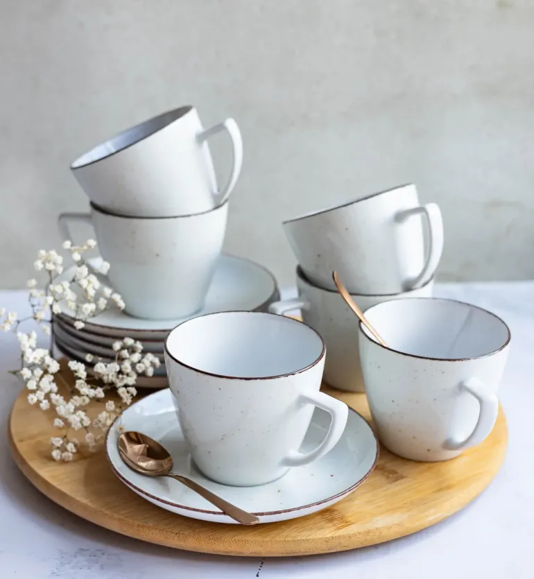 LUBIANA BOSS 6630U Serwis obiadowo - kawowy 30 el / 6 osób / budyniowy / porcelana ręcznie malowana