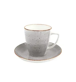 LUBIANA BOSS 6630Z Komplet filiżanek 200 ml ze spodkami / 6 os / 12 el / szary / porcelana ręcznie malowana